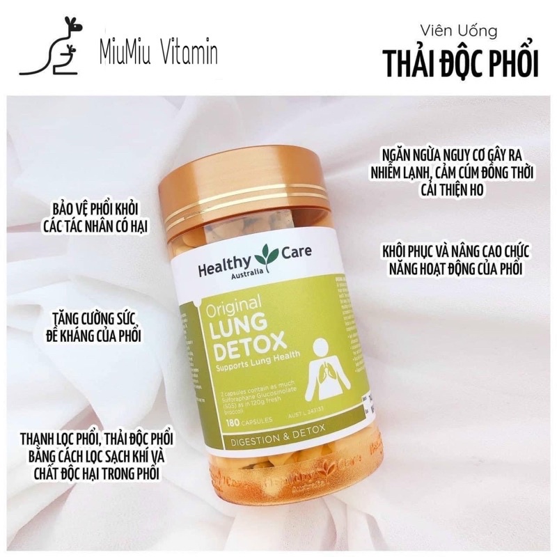 Giải độc phổi Healthy Care Lung Detox CHÍNH HÃNG  thanh lọc, bổ phổi cho người từ 18 tuổi