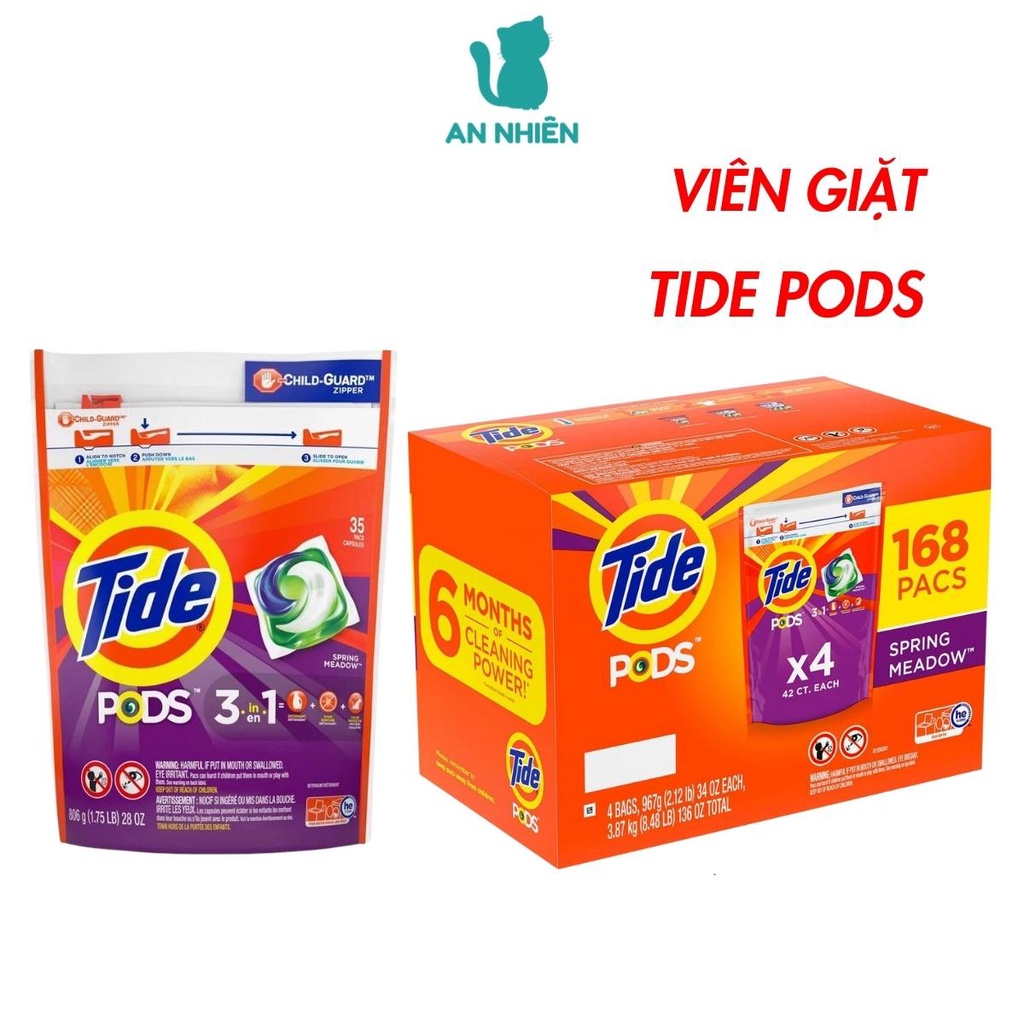 Viên giặt quần áo Tide Pods Mỹ thùng 168 viên - Hàng nhập khẩu