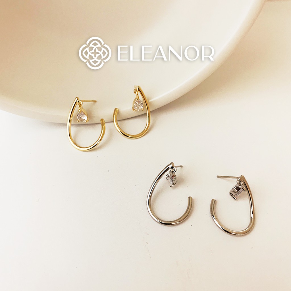 Bông Tai Nữ Eleanor Viền Hở Đính Đá Zircona Lục Giác Sang Chảnh