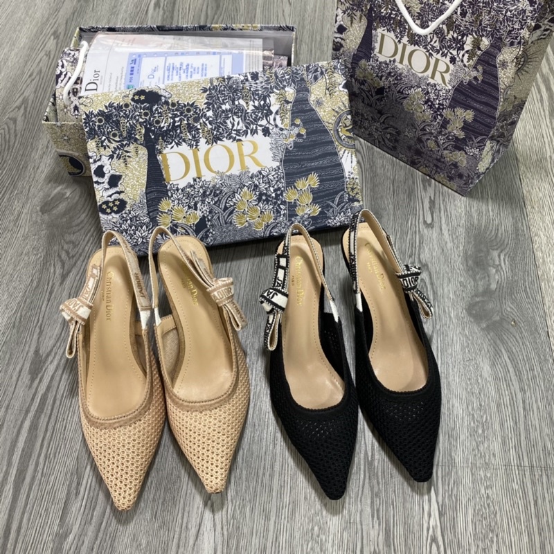 Sandal cao gót mũi nhọn vải ren cao cấp 2 màu