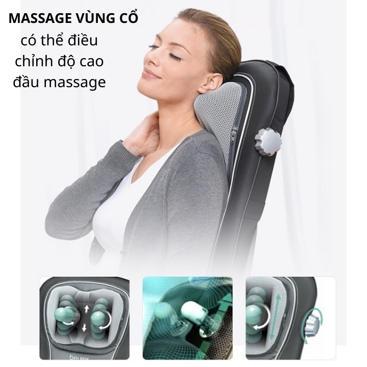 Đệm ghế massage hồng ngoại beurer MG260, massage lưng, chất liệu mềm thoáng khí, dễ vệ sinh