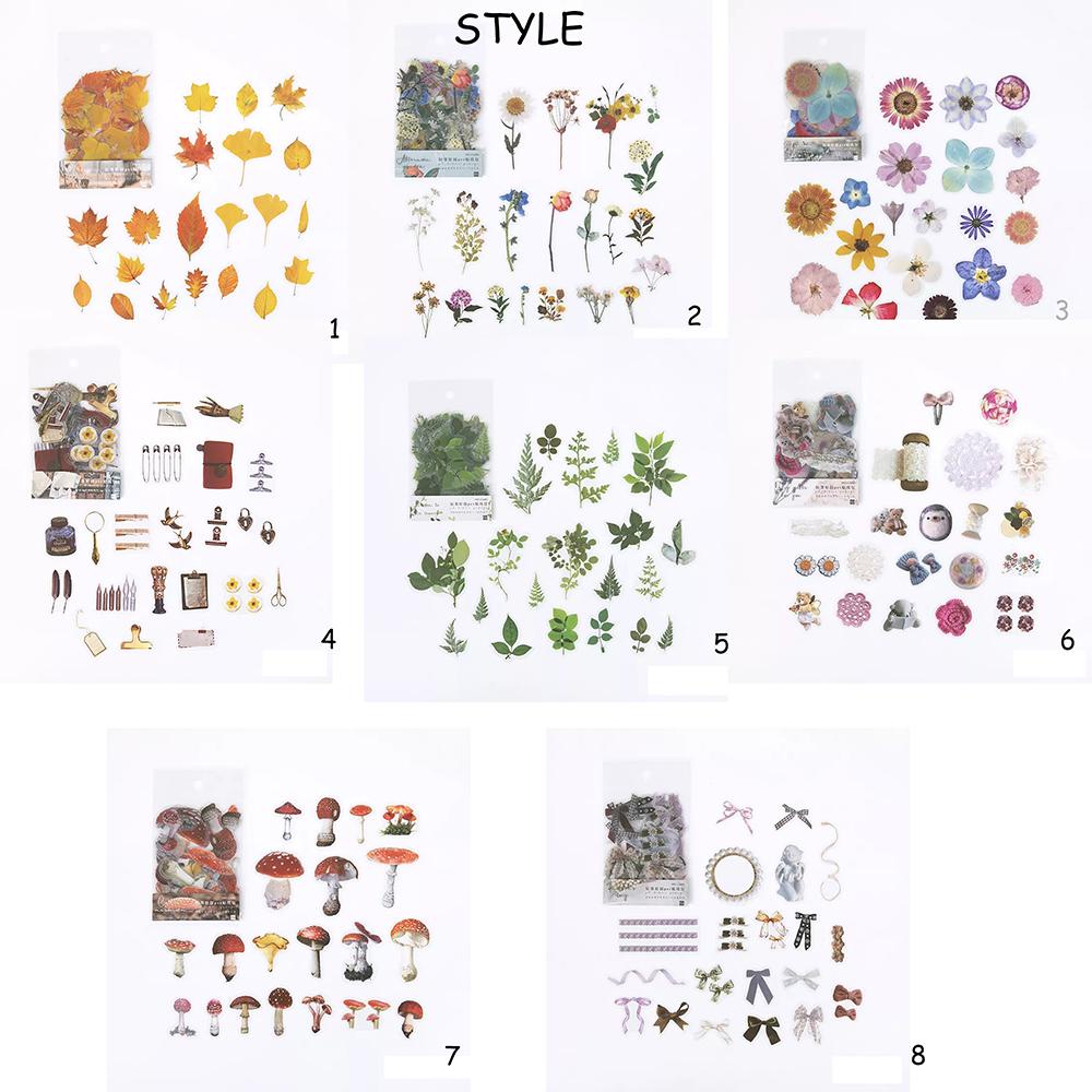 Sticker Dán Trang Trí Nhật Ký Bằng PVC Hình Hoa Lá Phong Cách Vintage