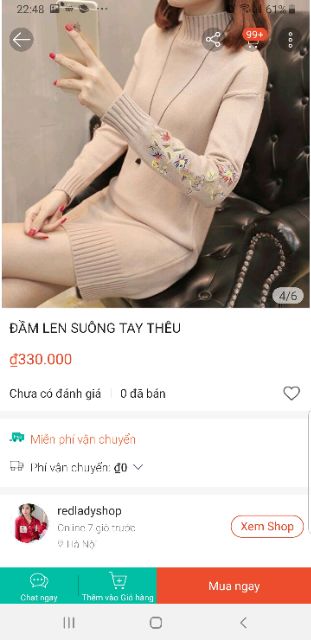 Đầm len thu đông thêu tay siêu đẹp