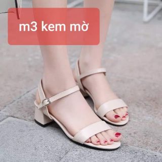 giày cao gót nữ big size 5 phân màu kem mờ