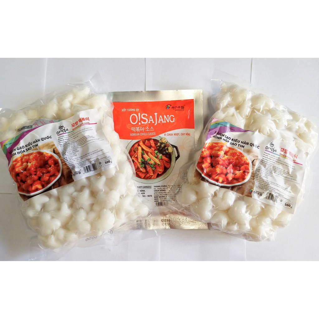 1kg bánh gạo hoa sao tim kèm gói sốt tương cay Osajang 200g cực ngon