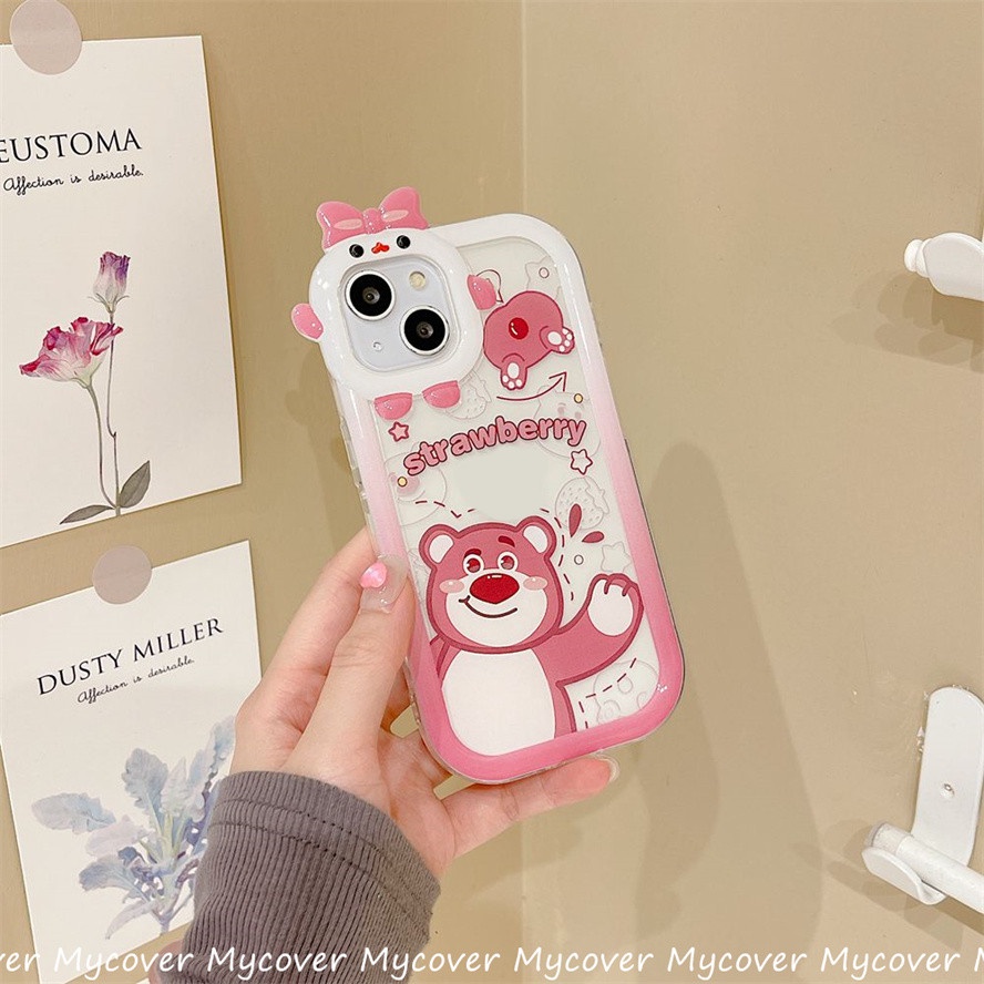 Ốp Điện Thoại Silicon Họa Tiết Gấu / Dâu Tây Dễ Thương Chống Sốc Cho iPhone 13 12 11 Pro Max X Xr Xs 8 7 6 Plus SE 2020