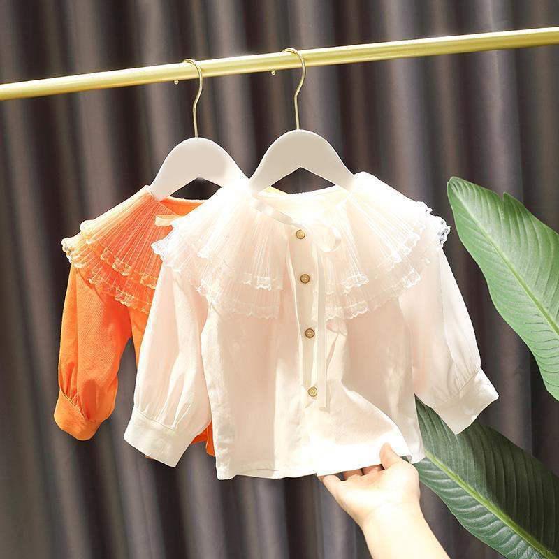 2-6Y Áo Sơ Mi Tay Dài Kiểu Dáng Ngọt Ngào Cho Bé Gái