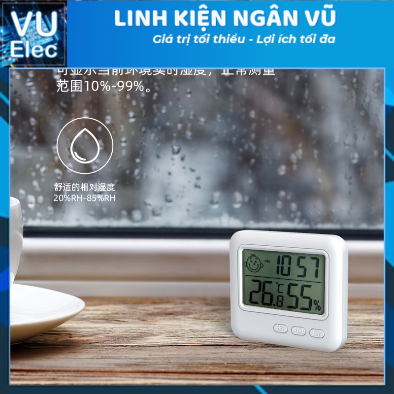 Nhiệt Ẩm Kế Điện Tử Đo Nhiệt Độ Và Độ Ẩm Phòng Ngủ Cho Bé - CẢNH BÁO độ ẩm môi trường