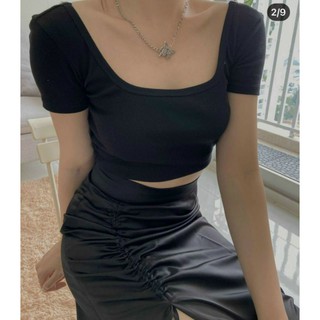 SET ÁO CROPTOP CHÂN VÁY RÚT ĐEN