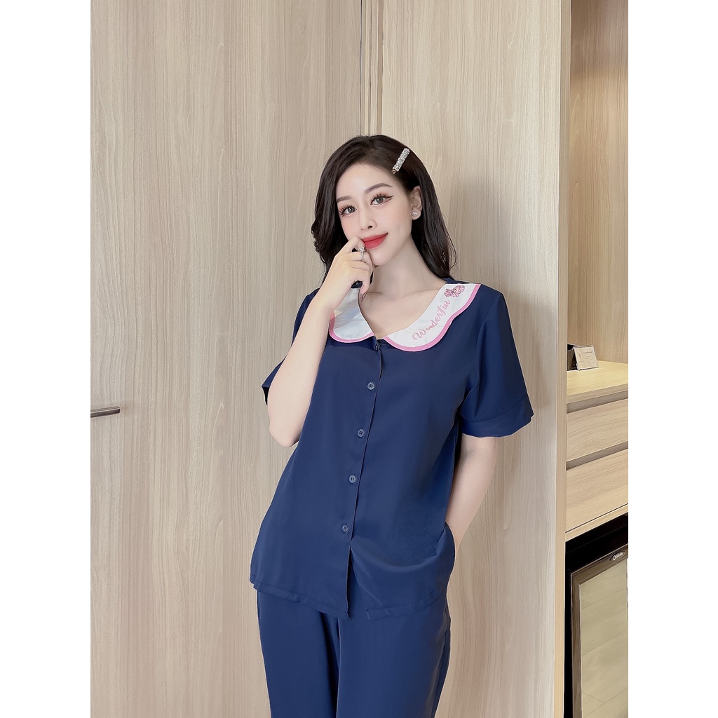 Bộ đồ Pijama Lụa Mango Lửng 💖 Đồ ngủ Lỡ màu trơn quý phái Bigsize 50-75kg cao cấp mềm mịn mát lịm