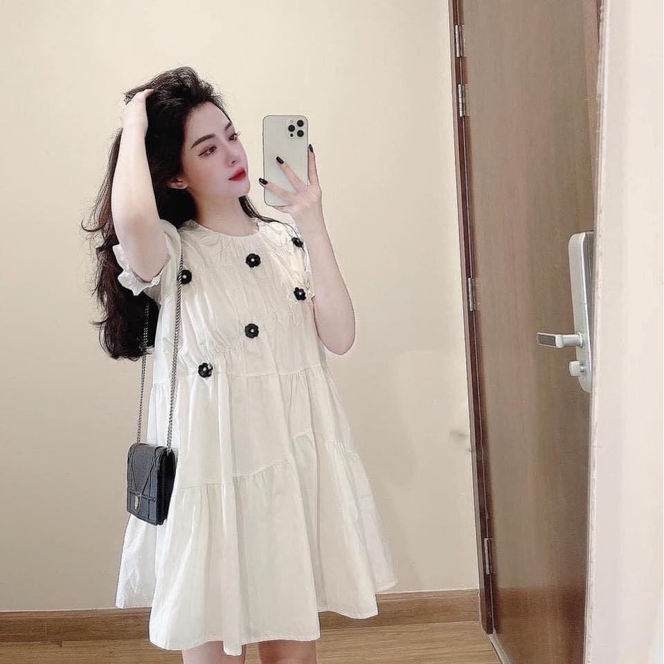 Váy trắng công chúa dáng babydoll tay bồng