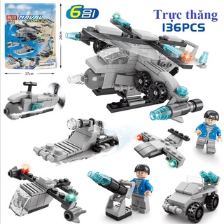 [136 CHI TIẾT] Bộ Lego lắp ráp xếp hình MÁY BAY TRỰC THĂNG bằng nhựa an toàn, giúp bé phát triển tư duy