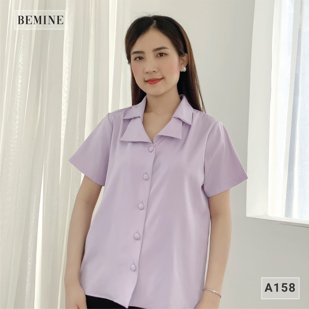 Áo sơ mi công sở nữ cổ tim 2 lá tay ngắn BEMINE A158TIM