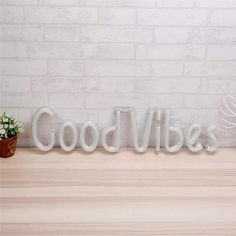 Utake Decorative Wall Tapestry, Good Vibes Only Words in Neon Light for Room Outdoor