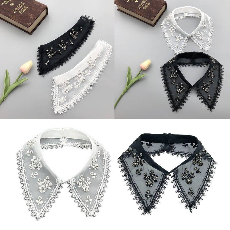 Cổ Áo Rời Giả Hai Lớp Họa Tiết Hoa Thời Trang Hàn Quốc Cho Nữ