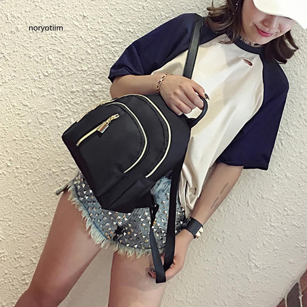 Balo học sinh nữ làm từ sợi nylon chống nước có khóa kéo