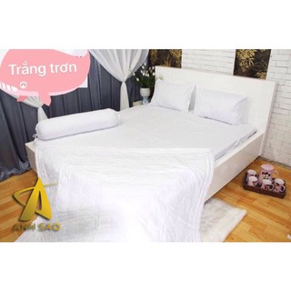 Bộ Drap giường Cotton trắng (kích thước 1m6*2m*20cm/ 1m8*2m*20cm) bộ 4 món