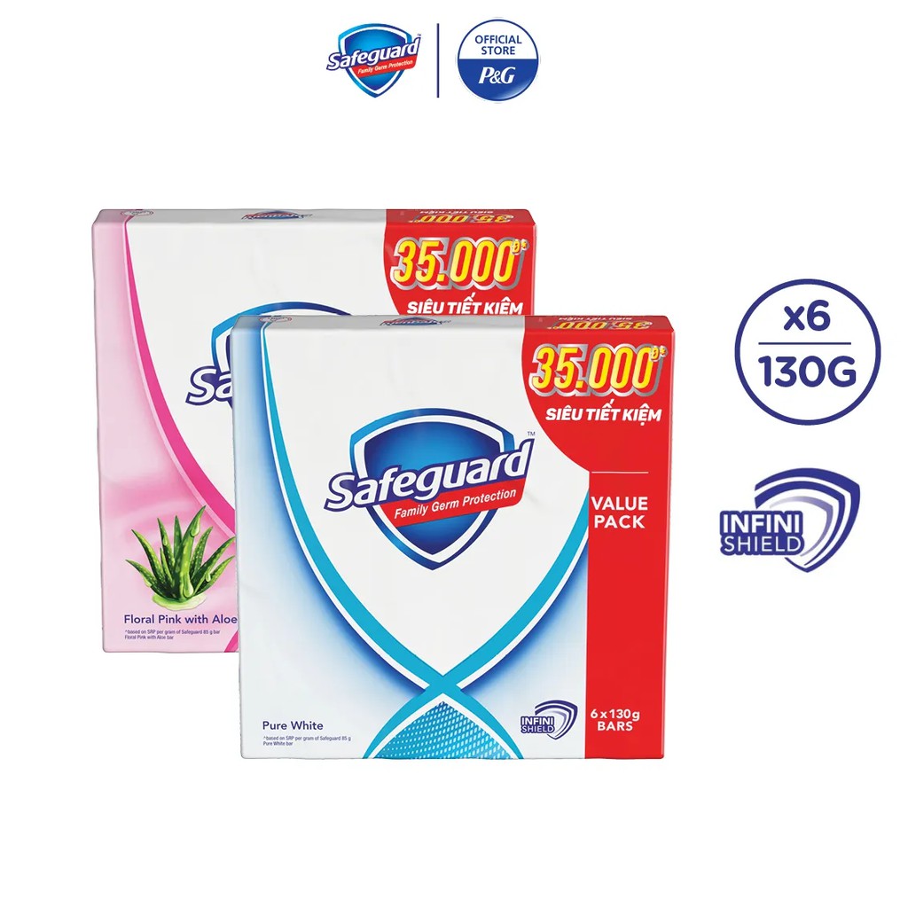 [Mã PG2112B giảm 8% đơn 199K] Lốc 6 Xà Bông Safeguard 130g x 6