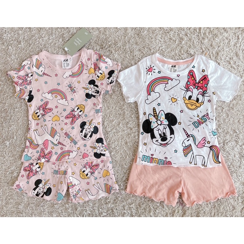 Set 2 bộ short cotton Disney micky bé gái