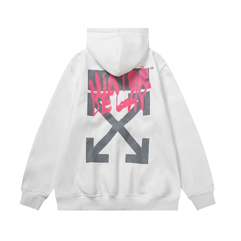 Hàng Có Sẵn Áo Hoodie Sweatshirt Chui Đầu Tay Dài In Chữ OFF White Dành Cho Cặp Đôi