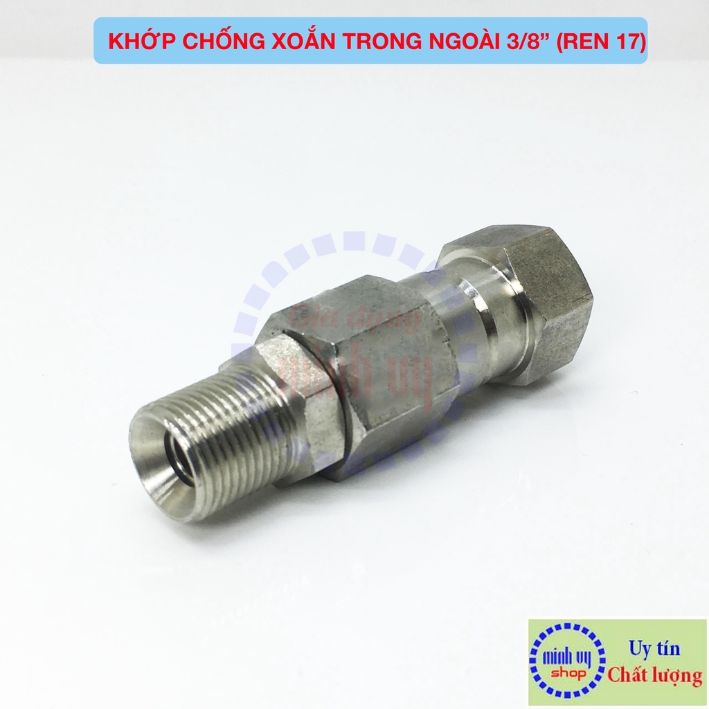 [ren 17mm] Khớp chống xoắn dây xịt của máy rửa xe áp lực cao- ren trong ren ngoài 17 mm 3/8&quot;