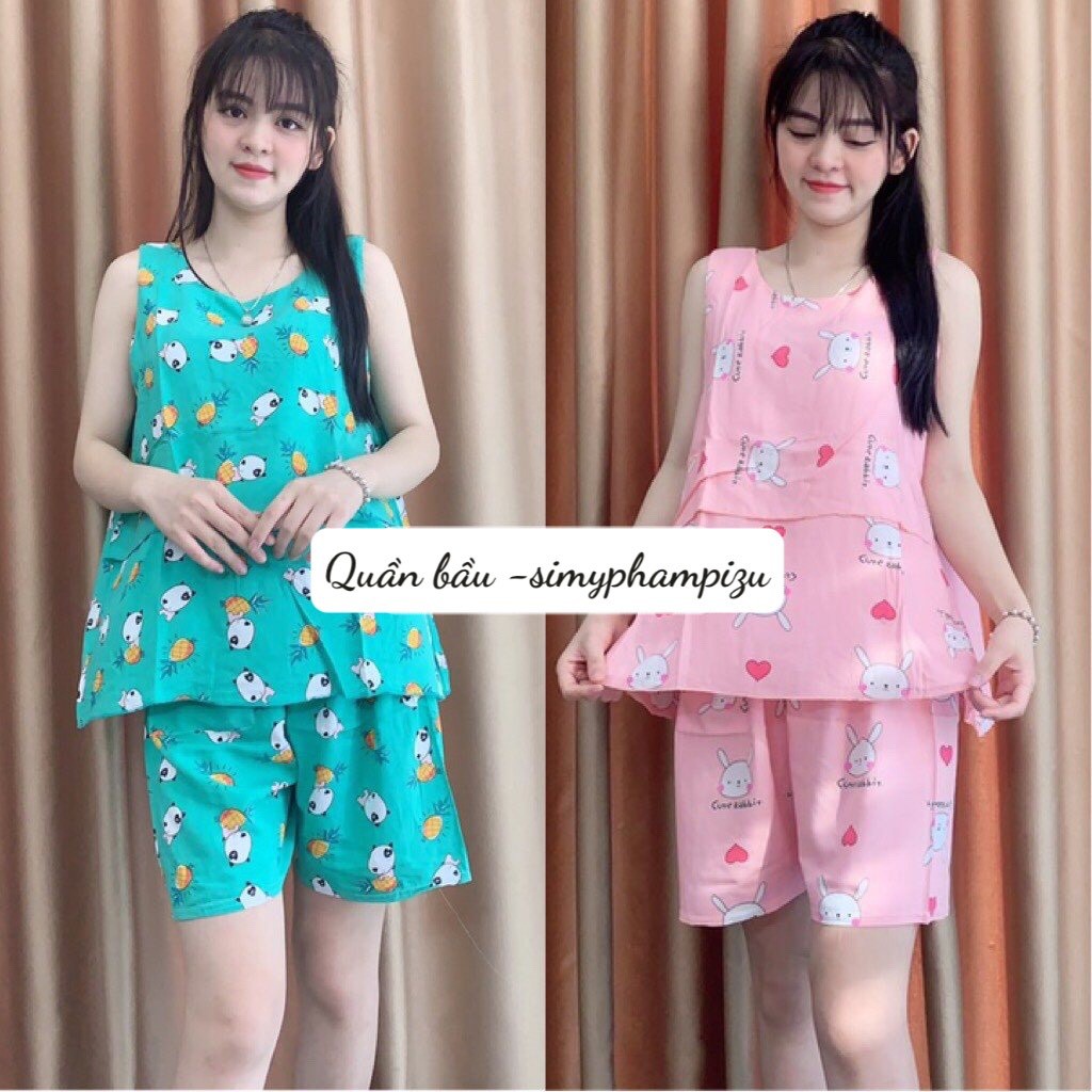 (Sale Gía Sỉ)Bộ Lanh Bầu 2 Tầng Siêu Mát [Mặc Bầu &amp; Sau Sinh]