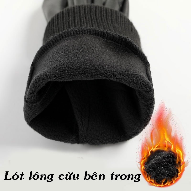 Găng tay da mùa đông ấm áp chống nước, cảm ứng điện thoại Fashion
