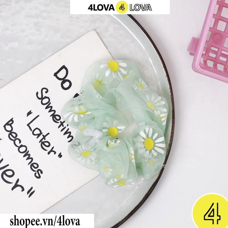 [[Quà tặng không bán ] Dây buộc tóc Scrunchies 4LOVA hoa cúc nhí phong cách Hàn Quốc