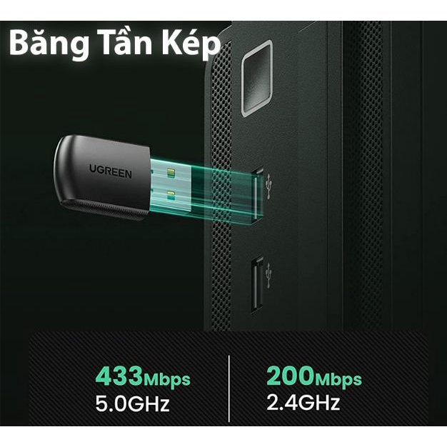USB Wifi Ugreen 20204 (Băng tần kép 5G &amp; 2.4G)