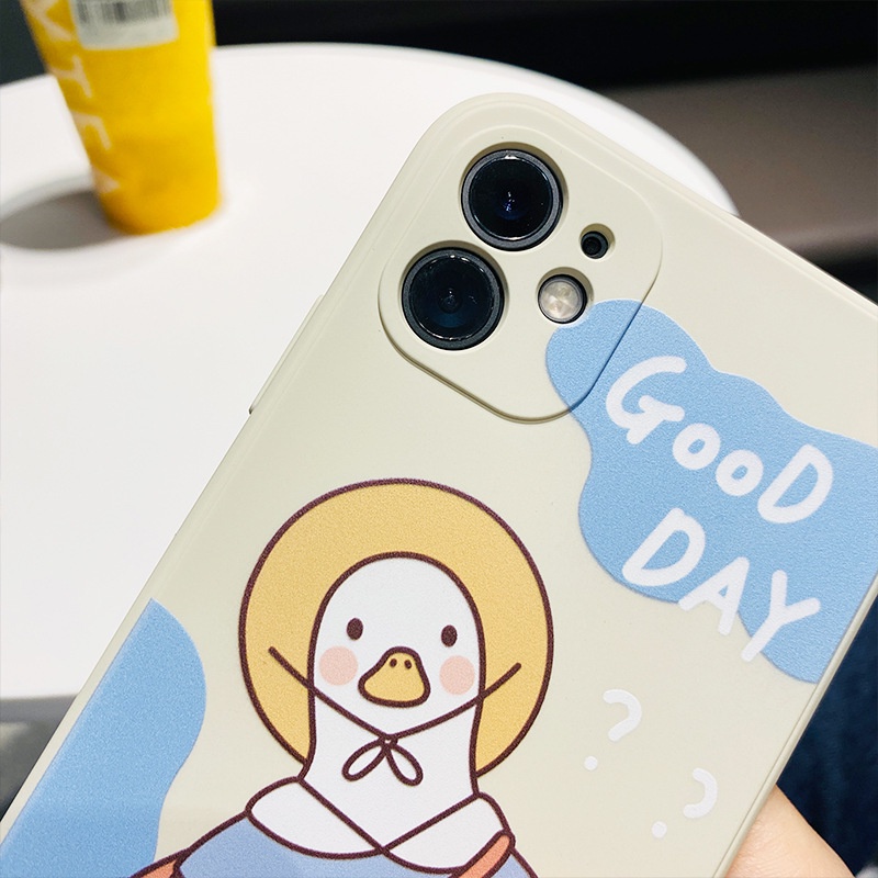 Ốp iphone Vịt Yêu Đời Good day cạnh vuông ip 6/6s/6splus/7/7plus/8/8plus/x /xs/11/12/pro/max/plus/12promax- e56