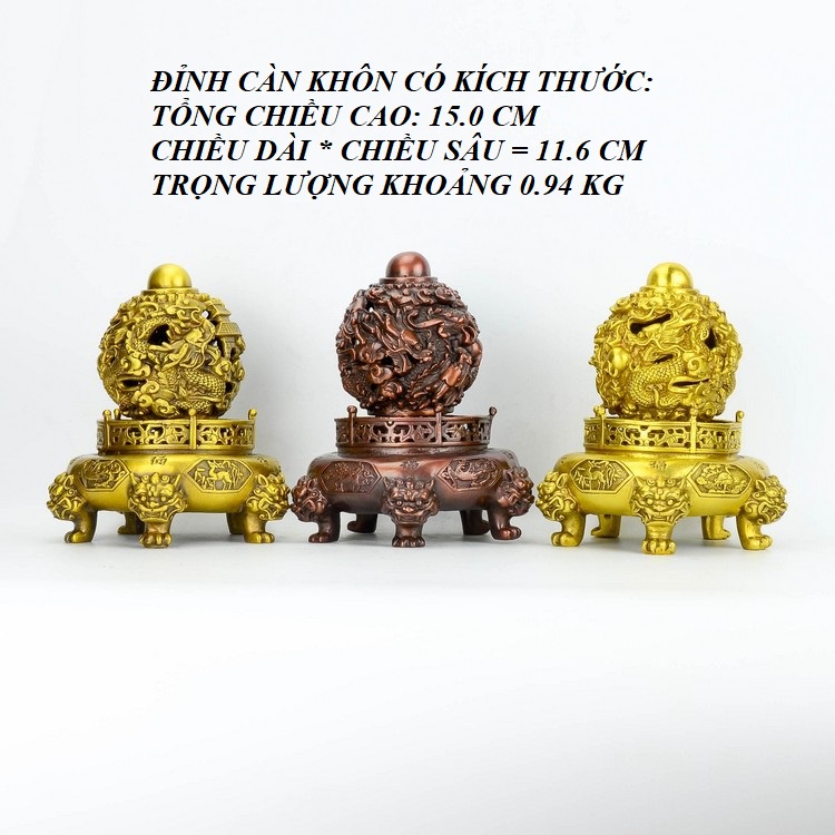 Đỉnh Càn Khôn Bằng Chất Liệu Đồng Thau Đúc Nguyên Khối 940 Gram