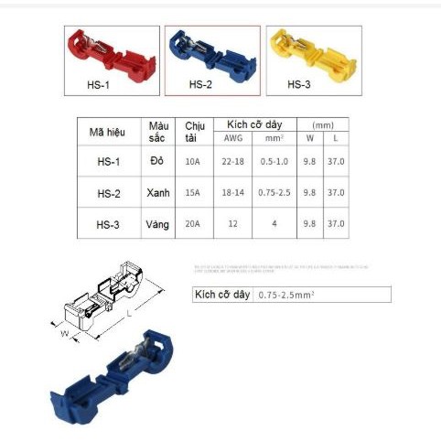 Combo 50 cút nối dây điện nhanh chữ T cho dây từ 0.25 - 1.3mm2 (T1)