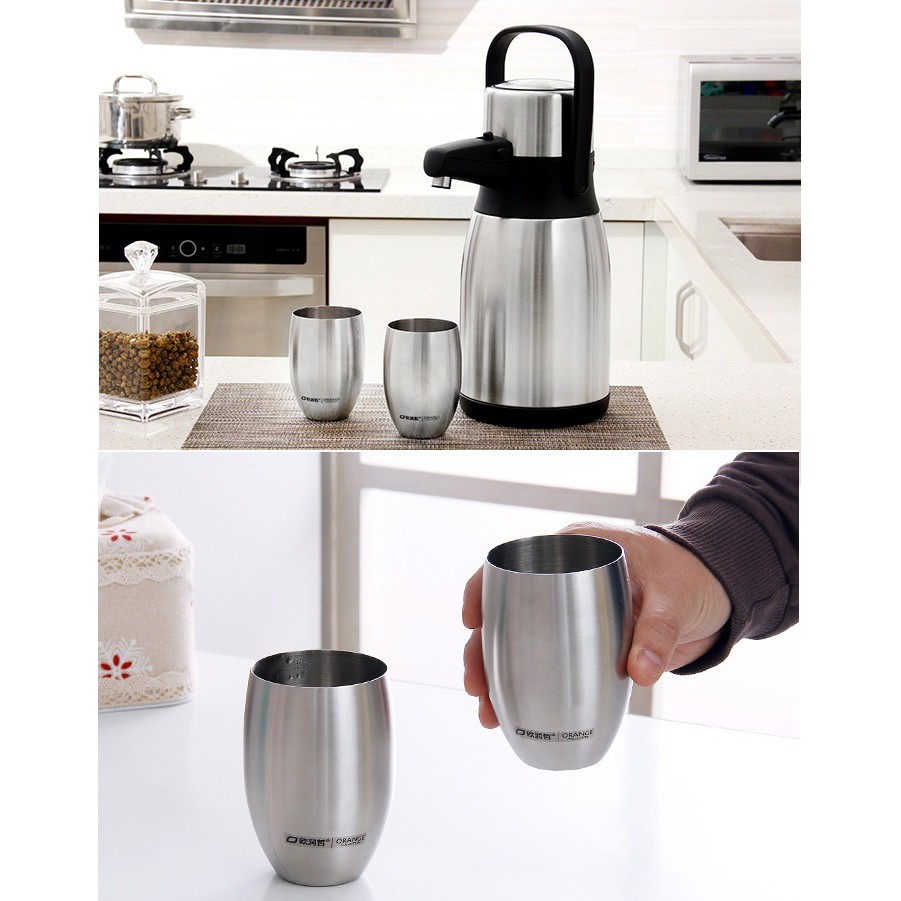 Ly cốc uống nước, bia, café, súc miệng không nắp bằng thép không gỉ, inox 304 cao cấp