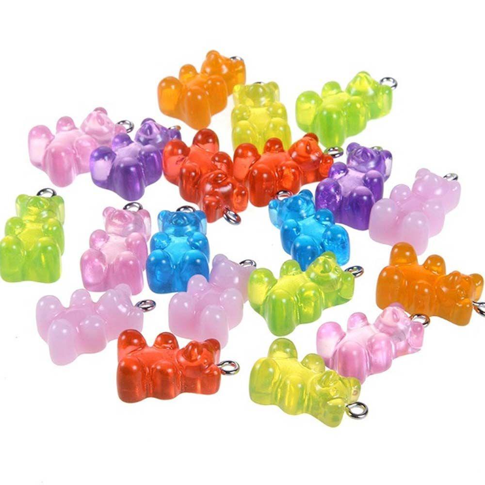 Mặt Vòng cổ Hình Kẹo Gummy Nhiều Màu Sắc Sáng Tạo|Set 10 Mặt Vòng cổ Hình Gấu 17 * 11 mm