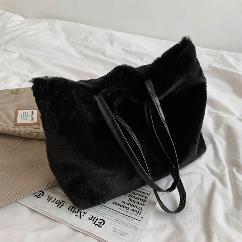 Túi Xách Lông Nhung Màu Trơn Nhẹ Nhàng Mềm Mại Sức Chứa Lớn Cho Nữ