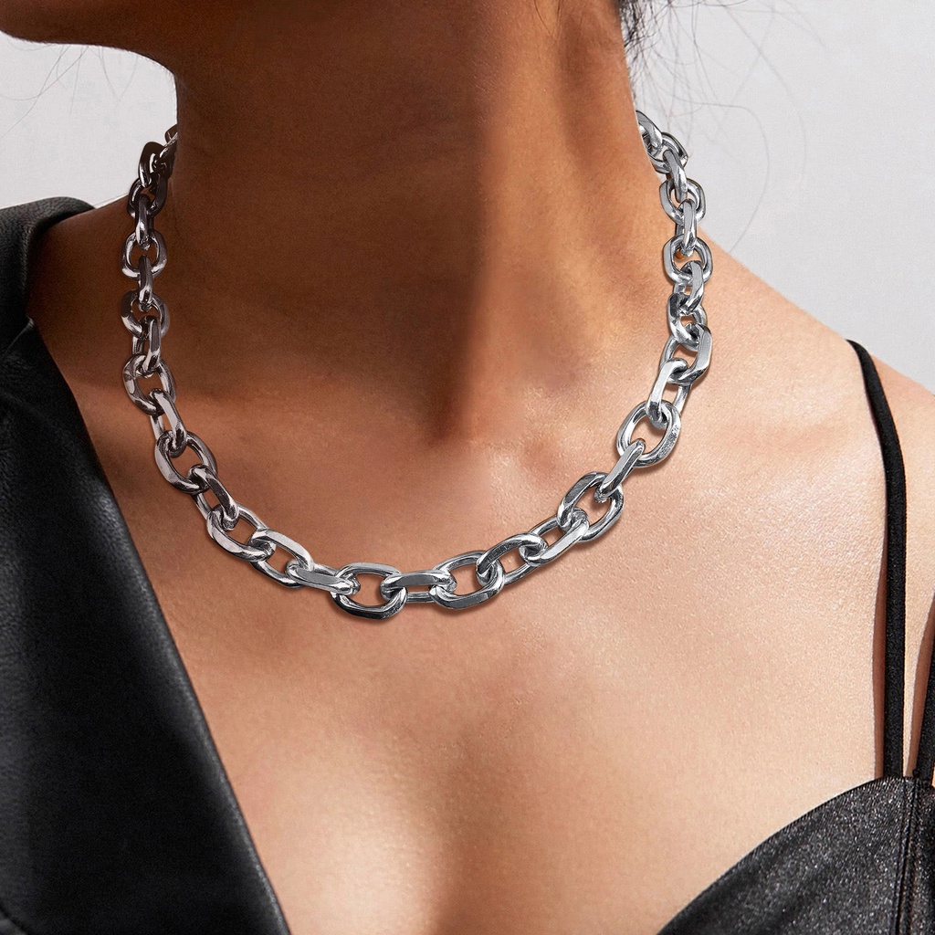 Vnox Vòng cổ Dạng Xích Màu Bạc Bóng Cao 11mm Cho Nam Và Nữ
