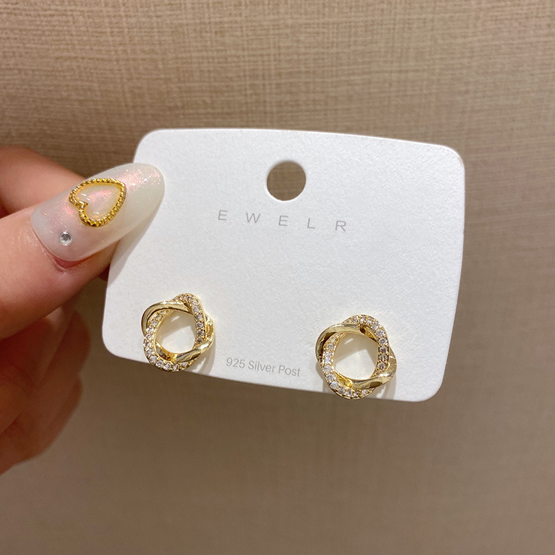 Khuyên tai bạc 925 đính đá thời trang thanh lịch dành cho nữ