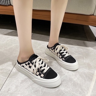 Giày sục kẻ karo 2 màu siêu hot đế tăng chiều cao 3cm