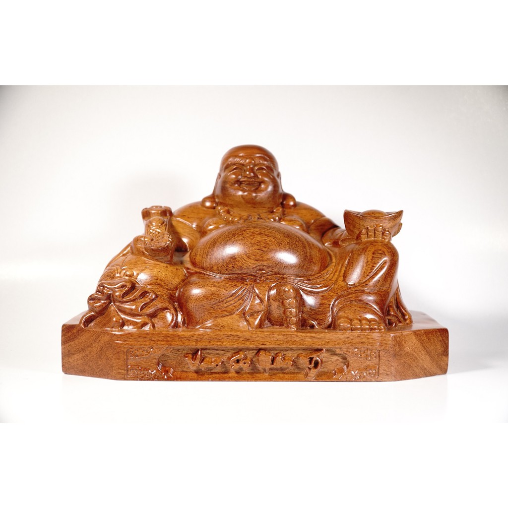 Tượng Phật Di Lặc gỗ hương nguyên khối VẠN SỰ NHƯ Ý - Cao 20cm Rộng 30cm
