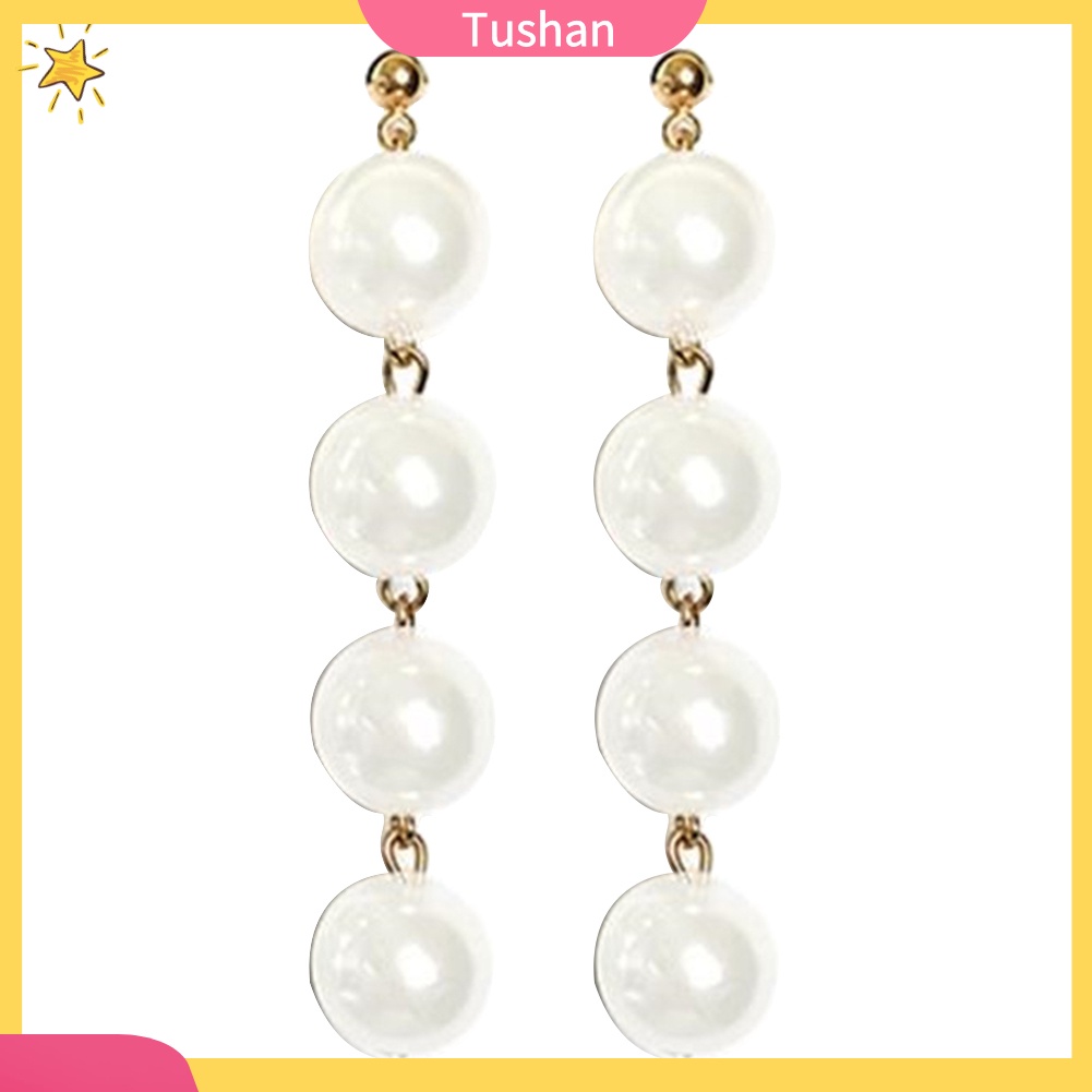 Khuyên Tai Dáng Dài Đính Ngọc Trai Nhân Tạo Thanh Lịch Cho Nữ