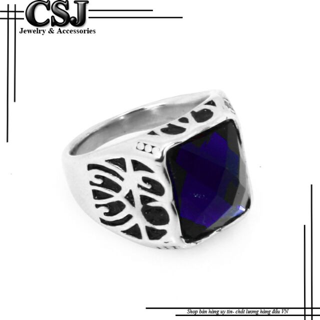 Nhẫn nam innox đá xanh