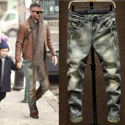 Quần Jeans Nam Kiểu Dáng Retro Thời Trang Phong Cách Âu Mỹ
