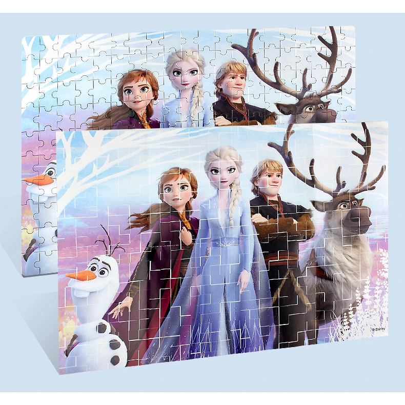 Đồ chơi xếp hình 200 miếng hình hoạt hình Frozen 2 có hộp bằng sắt