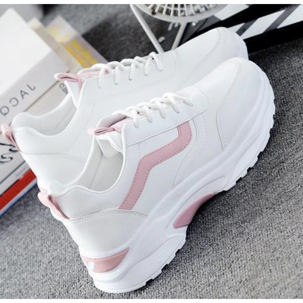 Hỗ trợ giao hàng nhanh_Giày the thao Sneaker Ulzzang phối đơn giãn mã số 3 viền xanh, mã số 4 viền hồng