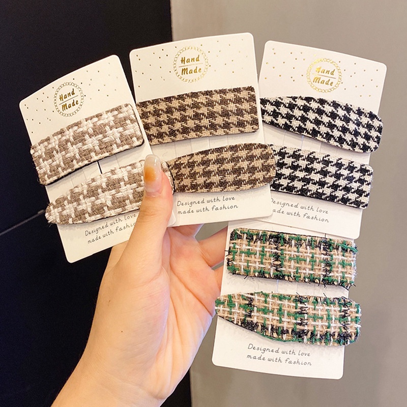 Kẹp Tóc Họa Tiết Houndstooth Thời Trang Hàn Quốc Cho Nữ