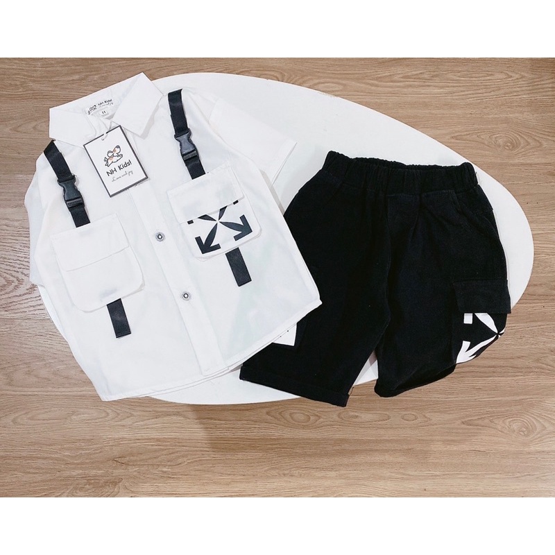 Set Áo Sơmi Trắng Quần Kaki Đẹp Cho Bé Trai 17-27kg