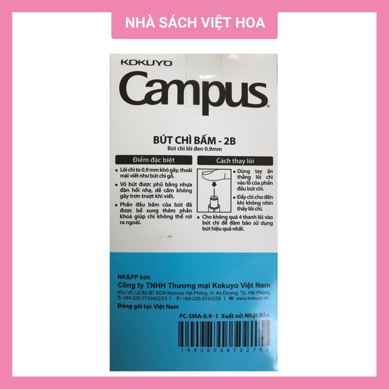 Bút Chì Bấm_Chì Ngòi Campus 2B Ruột To 0.9mm_Chì Tô Trắc Nghiệm