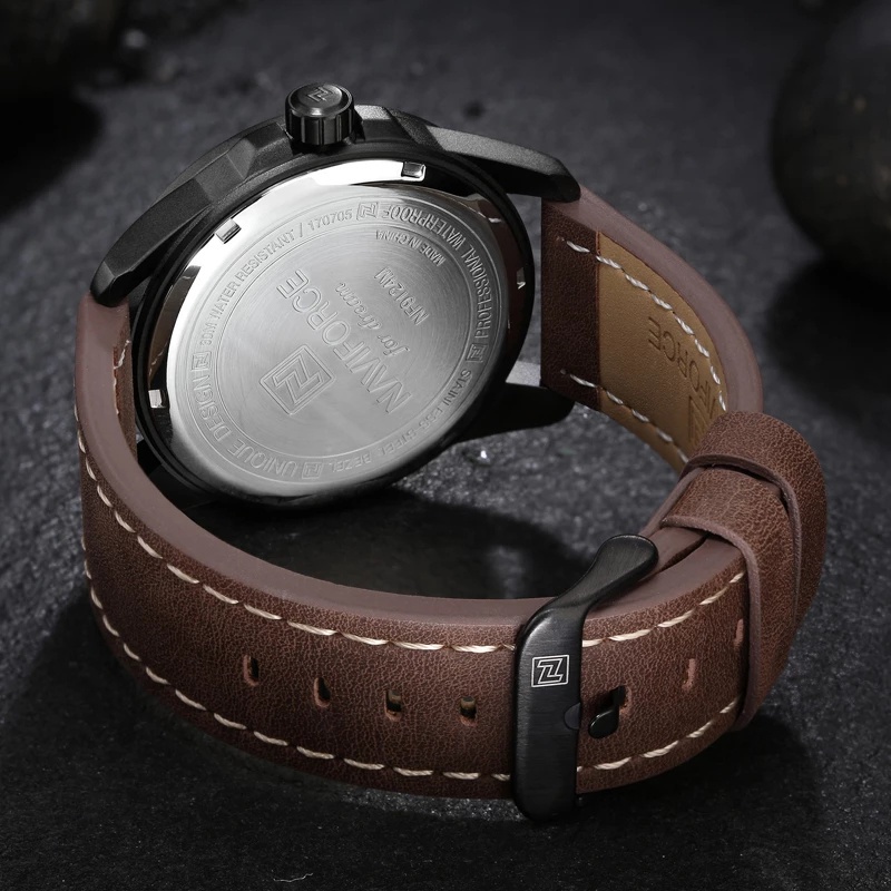 Đồng Hồ Quartz NAVIFORCE Chống Thấm Nước Với Dây Đeo Da