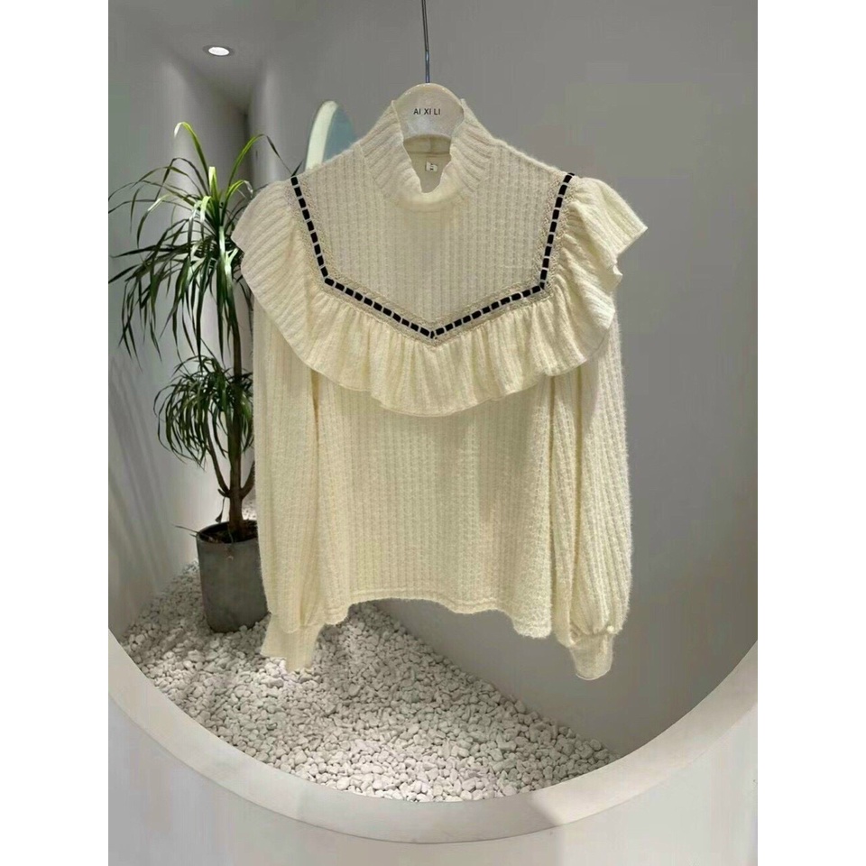 Áo sơ mi nữ ren cổ viền bèo - Hàng Quảng Châu cao cấp