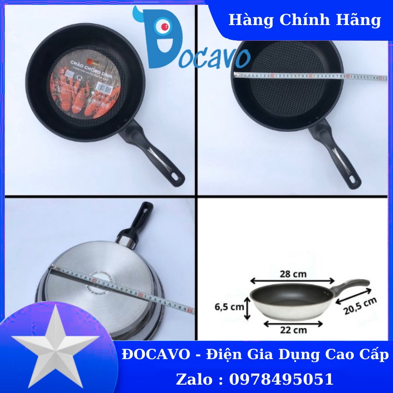 Chảo chống dính bếp từ Fivestar 3 đáy đủ size 16 - 28CM